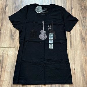 Grand Ole Opry Black T-shirt with Rhinestone Guitars, Small NWT